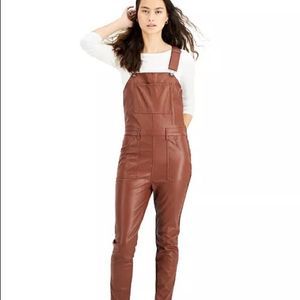 Tinseltown Juniors' Faux-Leather Overalls Medium